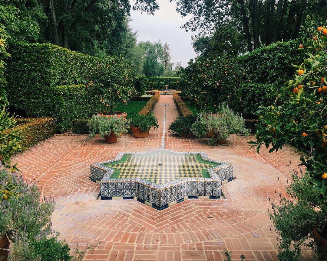 Tiled garden fountain