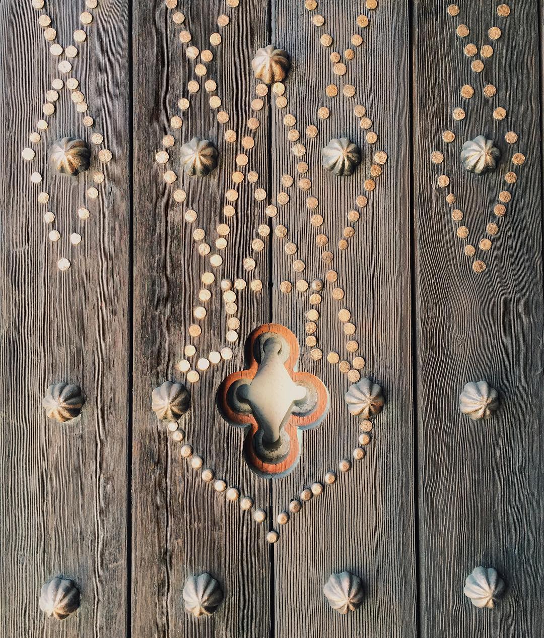 Studded wooden door detail
